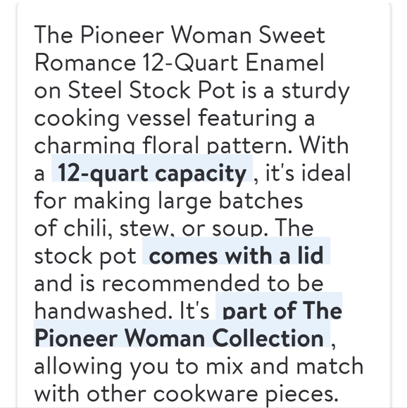 ❤️ New Pioneer Woman Sweet Romance 12 Qt Stock Pot - Picture 5 of 9